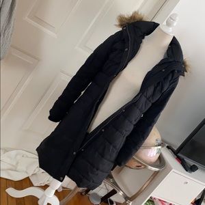 Knee length black puffer coat, Abercrombie